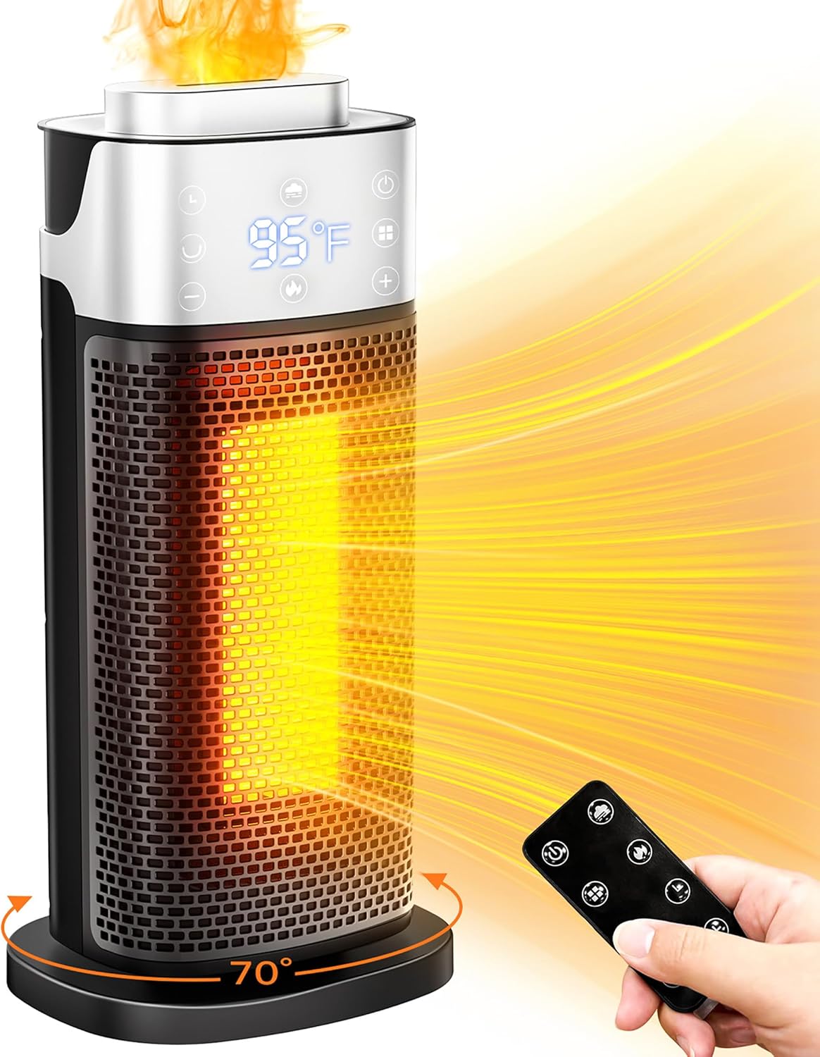 Staholz Oscillating Space Heater with Remote Control - 70° Wide Angle Heating, Digital Display, and Adjustable Temperature for Efficient and Convenient Home Heating